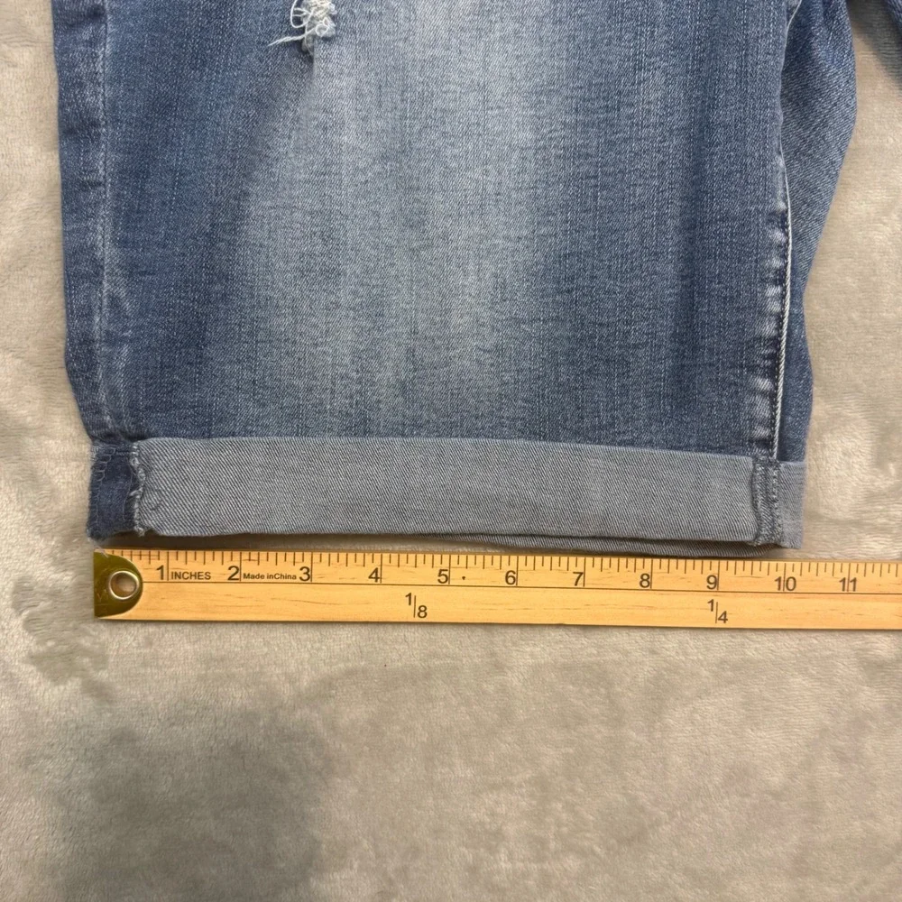 Royalty For Me Curvy Fit Blue Denim Bermuda Shorts Women Size 16 Distressed